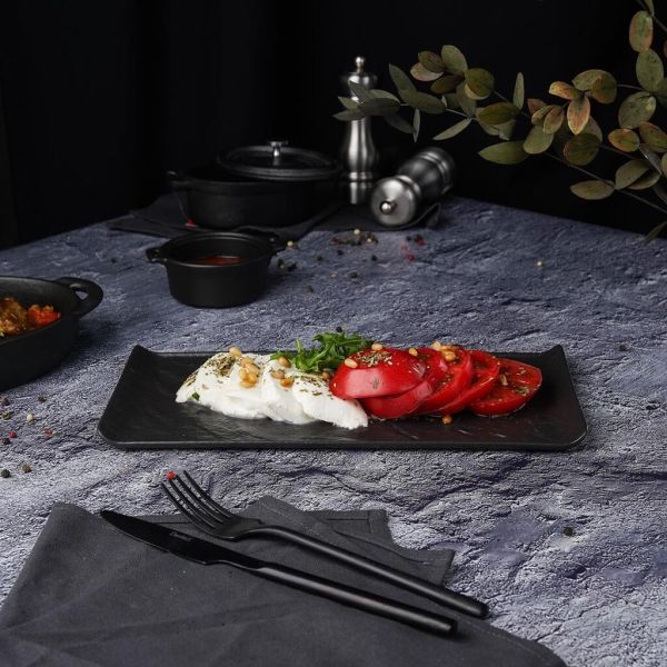 Блюдо прямоугольное 29,5*15 см h1,6 см с бортами Side Up2 Black Raw Stellar P.L. Proff Cuisine [1]