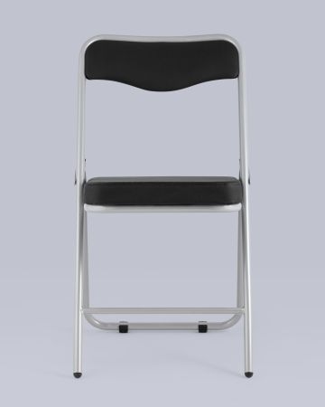 Складной стул Джонни экокожа черный каркас металлик