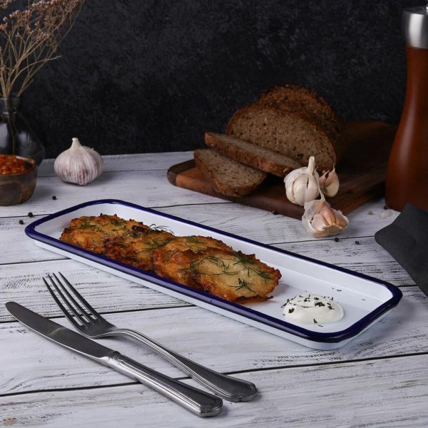 Блюдо прямоугольное 34,7*12,7*1,7 см 400 мл Blue Rim эмалированая сталь SUNNEX [1]