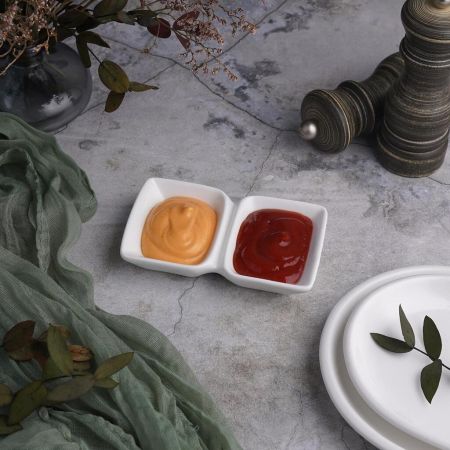 Соусник  50*50 мл двойной 12*7,3*2,3 см прямоуг. белый фарфор P.L. Proff Cuisine [8]
