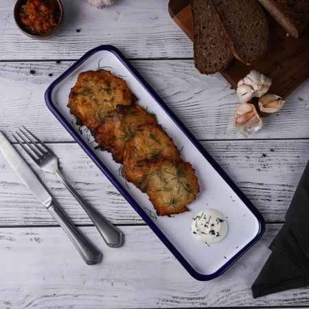 Блюдо прямоугольное 34,7*12,7*1,7 см 400 мл Blue Rim эмалированая сталь SUNNEX [1]