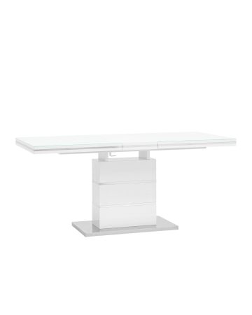 Стол обеденный Глазго раскладной 140-170*80 глянцевый белый