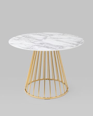 Стол обеденный Ливерпуль 110*110 белый мрамор