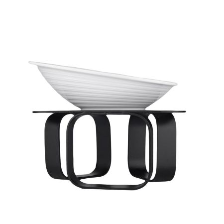 Подставка фуршетная стойка 20*20 см h10,5 см черный металл + салатник 23*19 см h4 см меламин P.L.