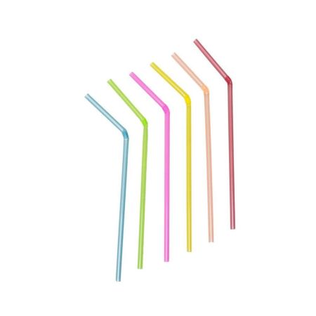 Трубочки 0,5*21 см со сгибом 1000 шт неон пластик P.L.