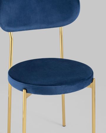 Стул Барбара велюр синий золотые ножки