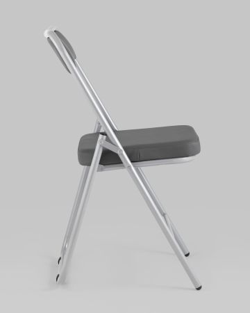 Складной стул Джонни экокожа серый каркас металлик