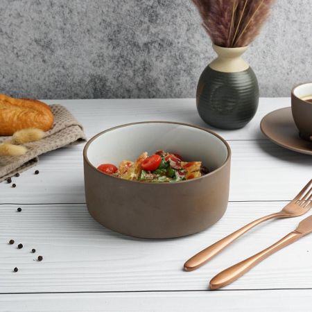 Салатник 800 мл d 15,5 cм h7 cм White Matt New Brown Taiga P.L. [4]