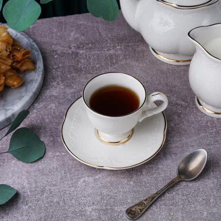 Кофейная пара 100 мл белая d 6,8 см h6 см Gold Aristocrat Noble [6]