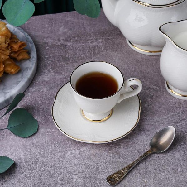 Кофейная пара 100 мл белая d 6,8 см h6 см Gold Aristocrat Noble [6]