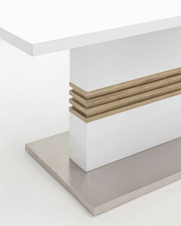 Стол обеденный Тампа раскладной 160-200*90 глянцевый белый