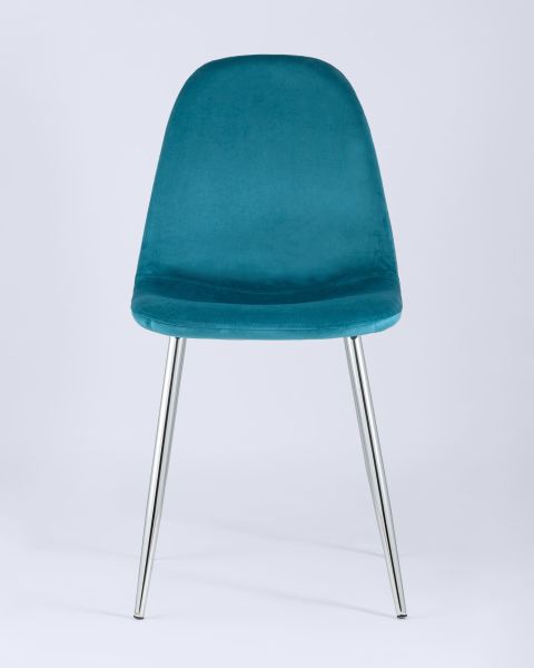 Стул Валенсия велюр темно-бирюзовый хромированные ножки