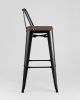 Стул барный TOLIX WOOD со спинкой черный глянцевый