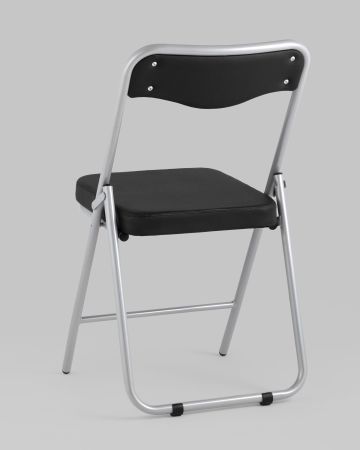 Складной стул Джонни экокожа черный каркас металлик