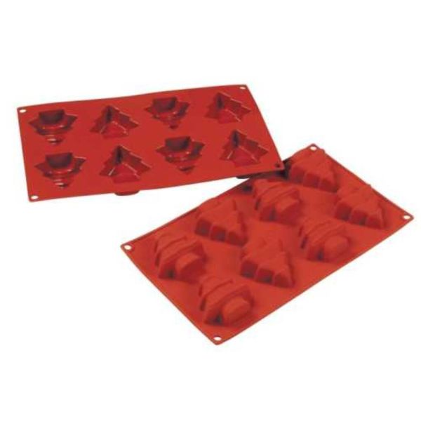 Форма кондитерская "Елка" 8 ячеек 70*65 мм, h 25 мм силикон (30*17,5 см) P.L.