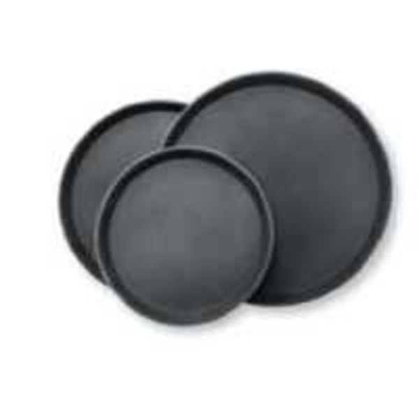Поднос прорезиненный полностью 28 см круглый черный пластик P.L. - BarWare