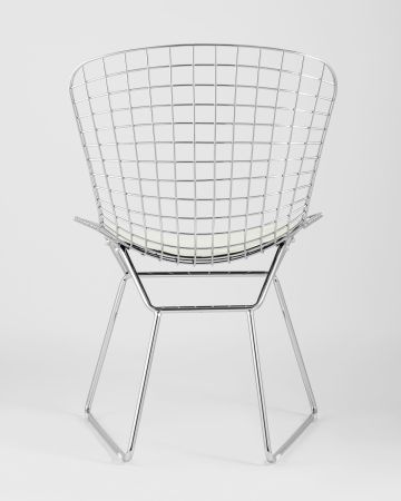 Стул обеденный Bertoia хромированный с белой подушкой