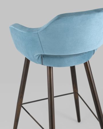 Стул барный Саймон велюр пыльно-голубой