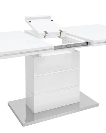 Стол обеденный Глазго раскладной 140-170*80 глянцевый белый