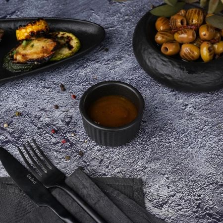 Соусник  90 мл d 7 см h4 см круглый фарфор Рамекин Black Raw Stellar P.L. Proff Cuisine [12]