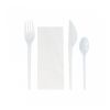 Набор индивидуальный: нож, вилка, салфетка, чайная ложка; 17 см, белый, PS, Garcia de Po