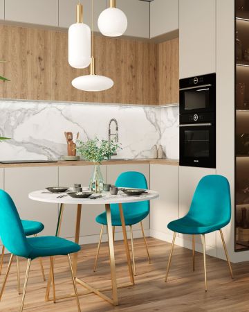 Стол обеденный Дакота 100*100 белый мрамор ножки золото