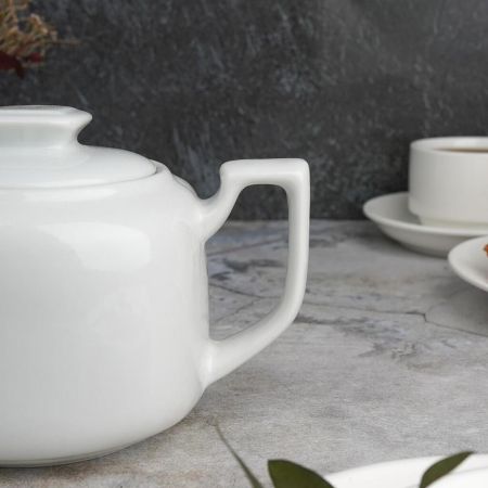 Чайник 500 мл d 11,8 см h11,4 см с фильтром белый фарфор P.L. Proff Cuisine [1]