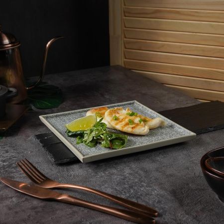 Тарелка 20*20 см h1,1 см квадратная глазурь Glossy Stone Untouched Taiga P.L. Proff Cuisine [1]