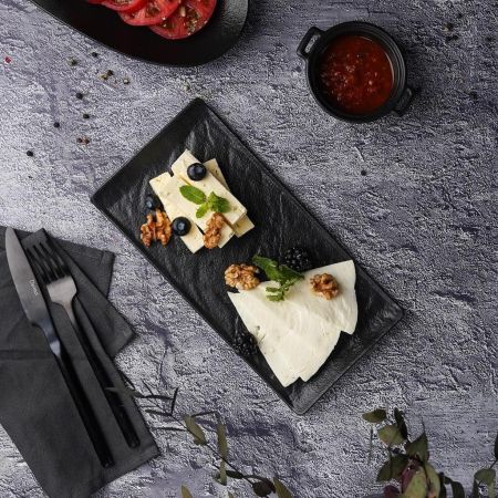 Блюдо прямоугольное 26*13 см h1,6 см с бортами Side Up2 Black Raw Stellar P.L. Proff Cuisine [4]