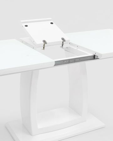 Стол обеденный Орлеан раскладной 140-170*80 глянцевый белый