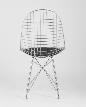 Стул обеденный Eiffel хромированный с черной подушкой