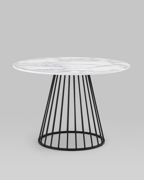 Стол обеденный Ливерпуль 110*110 белый мрамор черная ножка