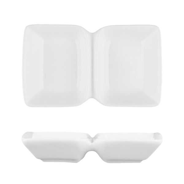 Соусник  50*50 мл двойной 12*7,3*2,3 см прямоуг. белый фарфор P.L. Proff Cuisine [8]