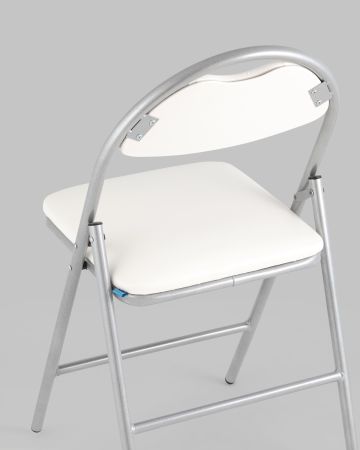 Стул складной Hagen экокожа белый каркас металлик