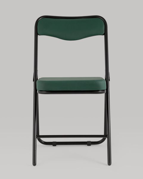 Складной стул Джонни экокожа зелёный каркас черный матовый