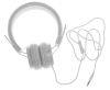 Наушники с микрофоном белые, пластик и поролон