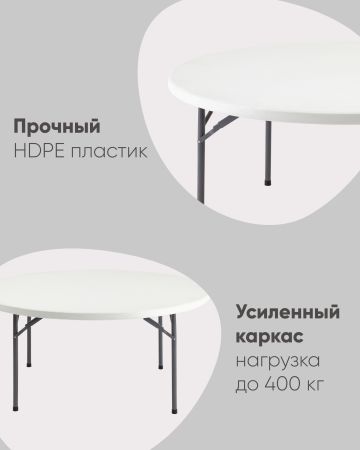 Стол круглый складной пластиковый Кейт 160