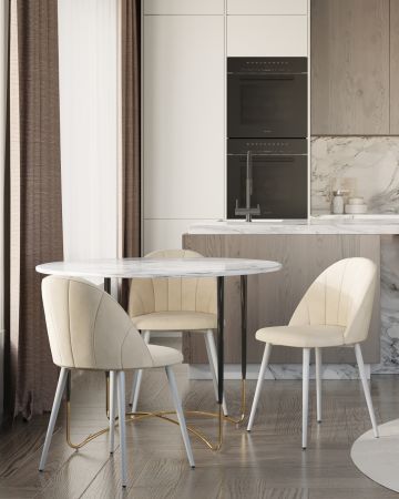 Стол обеденный Даймакс 110*110 белый мрамор