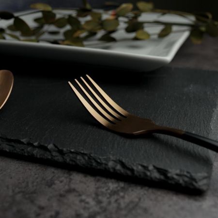 Вилка столовая 21 см матовая медный цвет черная ручка PVD Provence P.L. [12]