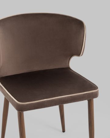 Стул Матео с кантом велюр коричневый ножки дерево