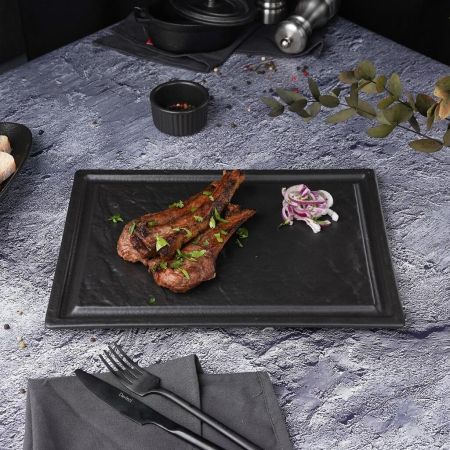Блюдо прямоугольное 33*24 см h1,7 см для стейка Black Raw Stellar P.L. Proff Cuisine [1]