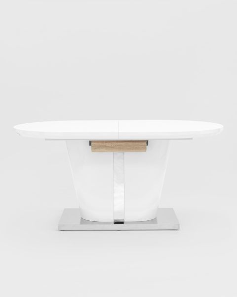 Стол обеденный Мулен раскладной 160-220*90 глянцевый белый