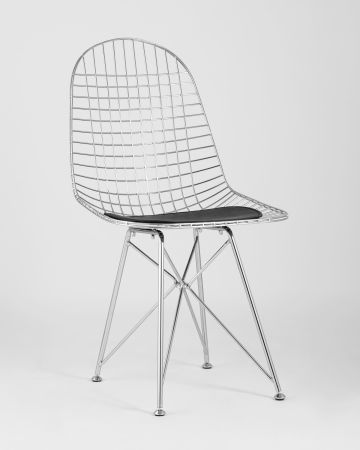 Стул обеденный Eiffel хромированный с черной подушкой