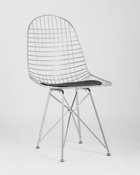 Стул обеденный Eiffel хромированный с черной подушкой