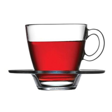 Чайная пара 215 мл "Аква "прозрачная стекло Tempered Glass d 13 см h8,3 см Pasabahce [6]