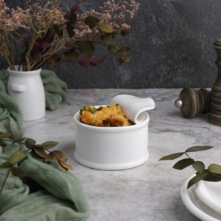 Соусник 220 мл d 9 см h5,2 см "Консервная банка" круглый белый фарфор P.L. Proff Cuisine [6]