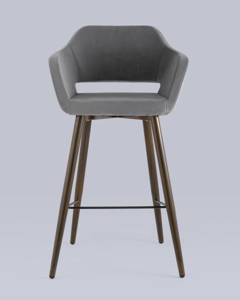 Стул барный Саймон велюр тёмно-серый