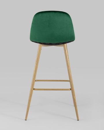 Стул барный Валенсия велюр зеленый ножки цвет дерево