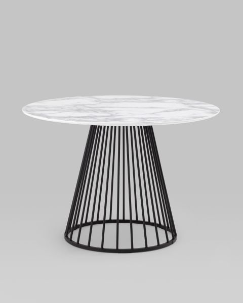 Стол обеденный Ливерпуль 110*110 белый мрамор черная ножка