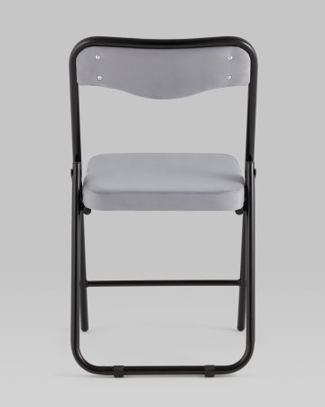 Складной стул Джонни велюр серый каркас черный матовый